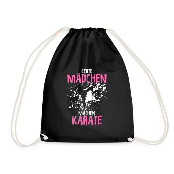 Mädchen Karate Kampfsport Geschenk - Turnbeutel - Schwarz - Vorne