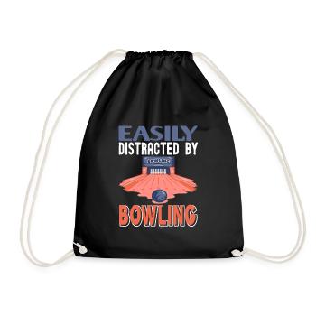 Easily Distractes by bowling - Drawstring Bag - black - Front