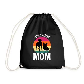 Proud rescue mom - Drawstring Bag - black - Front