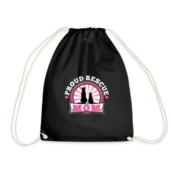 Proud rescue mom - Drawstring Bag - black - Front