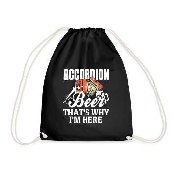 Accordion and beer thats why im here - Drawstring Bag - black - Front