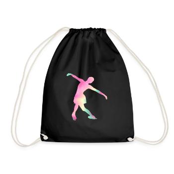 Eislaufmädchen Schlittschuh Geschenk für Eislaufkö - Turnbeutel - Schwarz - Vorne