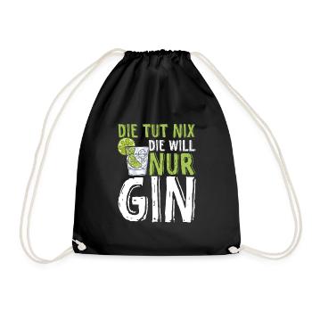Gin Ginsprüche Cocktail Geschenk für Gin Liebhaber - Turnbeutel - Schwarz - Vorne