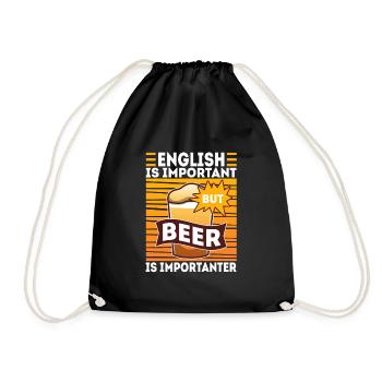 English is important but beer is importanter - Turnbeutel - Schwarz - Vorne