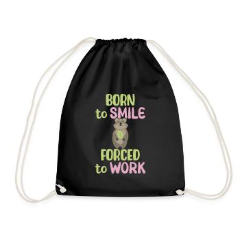 Born to Smile - Forced to Work - Grinning Quokka - Drawstring Bag - black - Front