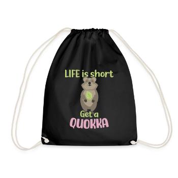 Life is Short - Get a Quokka / Grinsendes Quokka - Drawstring Bag - black - Front
