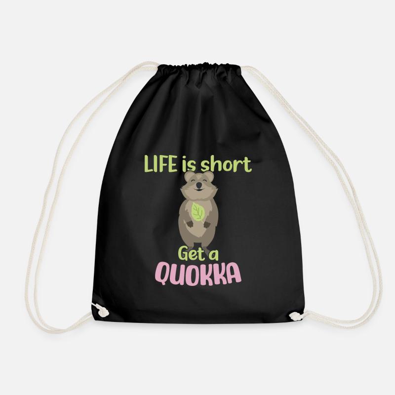 Life is Short - Get a Quokka / Grinsendes Quokka - Drawstring Bag - black