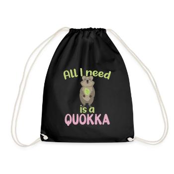 All I need is a Quokka / Grinsendes Quokka - Turnbeutel - Schwarz - Vorne