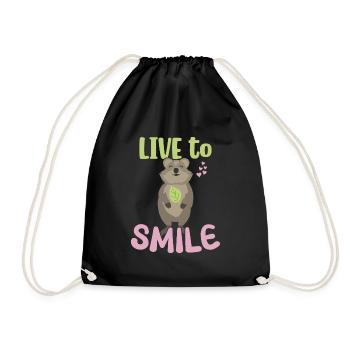 Vivre pour sourire - Sourire Quokka - Sac de sport léger - noir - Devant