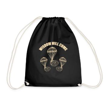 Sarcasm Wisdom Becomes Coming Brain Know-it-All - Drawstring Bag - black - Front