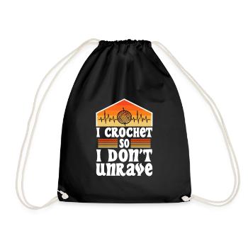 I crochet so i don't unravel - Drawstring Bag - black - Front