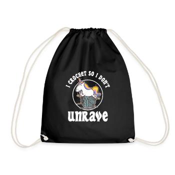 I crochet so i don't unravel - Drawstring Bag - black - Front