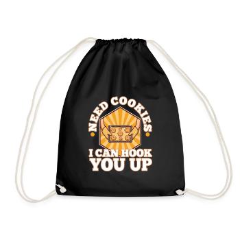 Need cookies i can hook you up - Drawstring Bag - black - Front