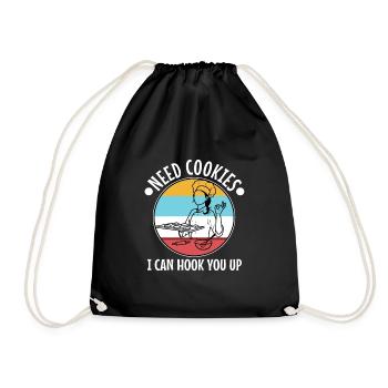 Need cookies i can hook you up - Drawstring Bag - black - Front