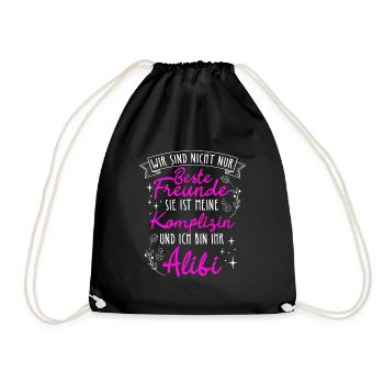Beste Freundin Komplizin & Alibi Geschenk Liebling - Turnbeutel - Schwarz - Vorne