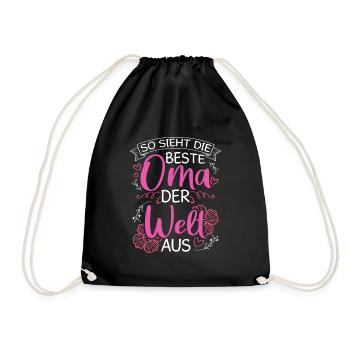 So Sieht Die Beste Oma Der Welt Aus - Geschenk Lie - Turnbeutel - Schwarz - Vorne