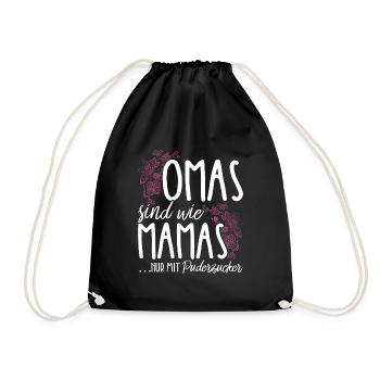 OMAS sind wie MAMAS nur mit Puderzucker - Herz Gro - Turnbeutel - Schwarz - Vorne