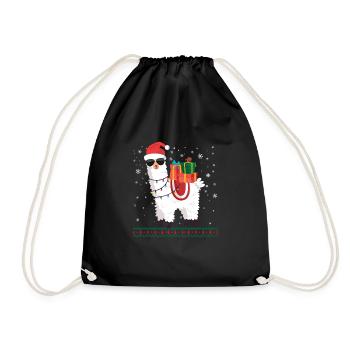 Weihnachten Alpaka Lustiges Geschenk Lama - Turnbeutel - Schwarz - Vorne