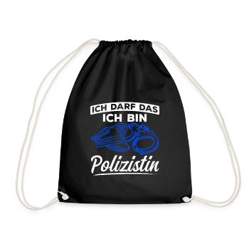 Polizei Polizeibeamtin Geschenk Verbeamtung Beamti - Turnbeutel - Schwarz - Vorne