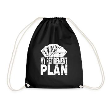 Retirement Provision Cards Play Poker Plan - Drawstring Bag - black - Front