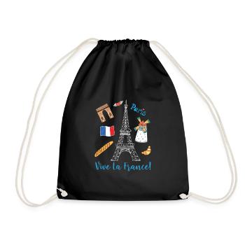 Paris Souvenir Eiffelturm Frankreich Geschenk - Turnbeutel - Schwarz - Vorne