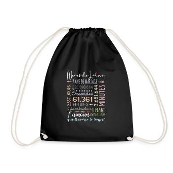 Anniversaire Mariage Cadeau Mariage Cuivre 7 Ans - Sac de sport léger - noir - Devant