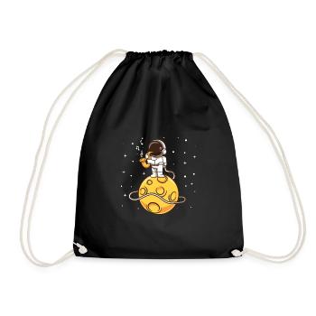 Saxophon Musik Astronaut Space Saxophonist Musiker - Turnbeutel - Schwarz - Vorne