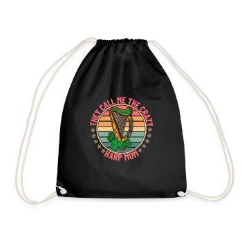 Celtic harp harpist Ireland Irish music - Drawstring Bag - black - Front