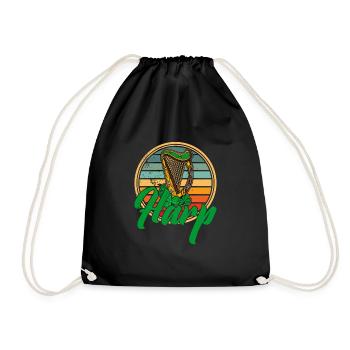 Music School Harp Harpist Ireland Irish - Drawstring Bag - black - Front