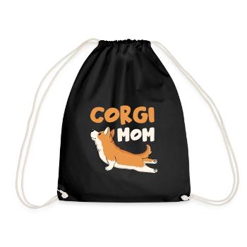 Corgi Mom Dogs Gift Dog Owner Corgi - Drawstring Bag - black - Front