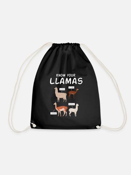 Alpaka & Lama Arten Peru Südamerika Souvenir - Turnbeutel - Schwarz