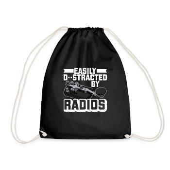 Radio Operator Morse Mortar Ham Radio Radio - Drawstring Bag - black - Front