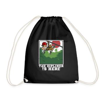 Ziplining Walf Zipliner Rope Slide Sport Saying - Drawstring Bag - black - Front