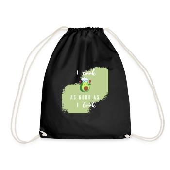 "I cook as good as i look! - Avocado" - Drawstring Bag - black - Front