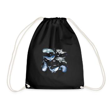 Baleine Aquarelle Mer Océan Cadeau Baleines - Sac de sport léger - noir - Devant