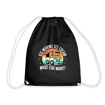 Big worms ice cream truck - Drawstring Bag - black - Front