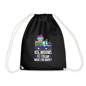 Big worms ice cream truck - Drawstring Bag - black - Front