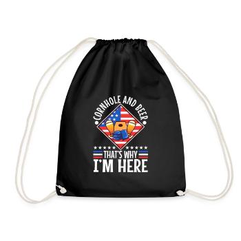 Cornhole and beer that's why im here - Drawstring Bag - black - Front