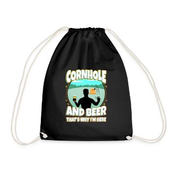 Cornhole and beer that's why im here - Drawstring Bag - black - Front