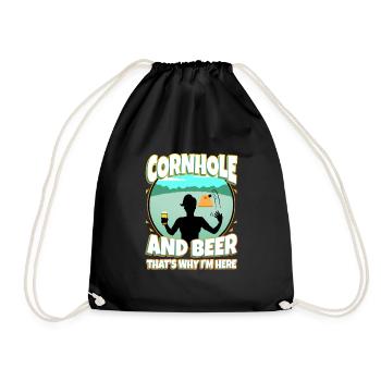 Cornhole and beer that's why im here - Drawstring Bag - black - Front