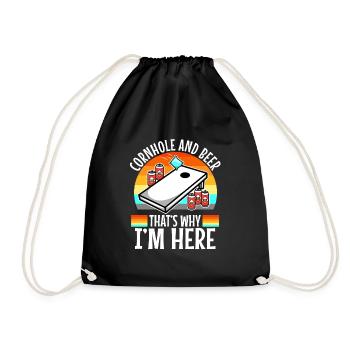Cornhole and beer thats why im here - Drawstring Bag - black - Front