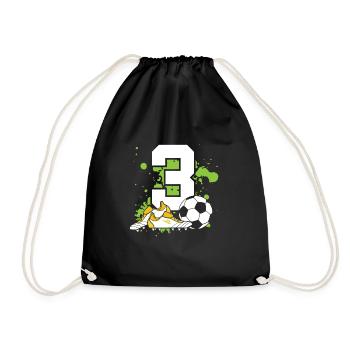 Soccer Birthday 3 years old Young children 3. - Drawstring Bag - black - Front