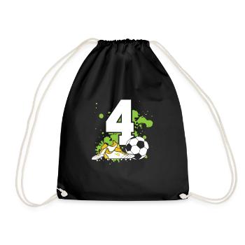 Football Birthday 4 Years Old Young Children - Drawstring Bag - black - Front