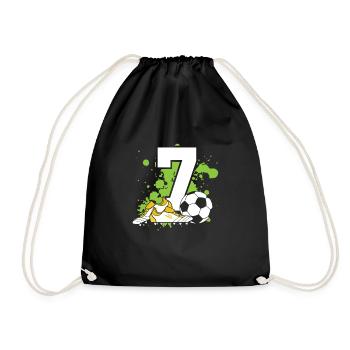 Football Birthday 7 Years Old Young Children - Drawstring Bag - black - Front