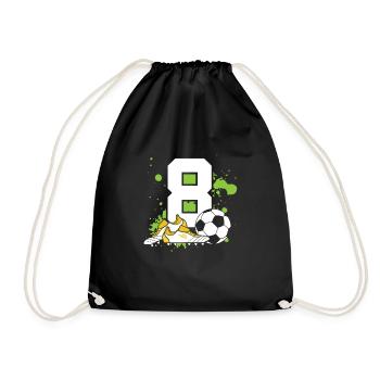 Football Birthday 8 Years Old Young Children - Drawstring Bag - black - Front