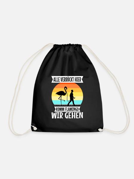 Alle verrückt hier komm Flamingo wir gehen - Turnbeutel - Schwarz