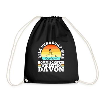 Everybody crazy here come pig we're going - Drawstring Bag - black - Front