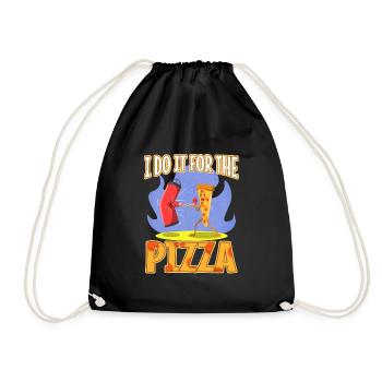 I do it for the Pizza - Drawstring Bag - black - Front