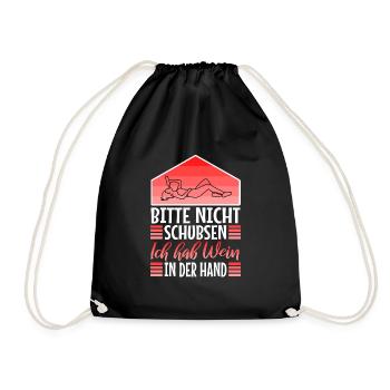 Bitte nicht schubsen ich habe wein in der hand - Turnbeutel - Schwarz - Vorne