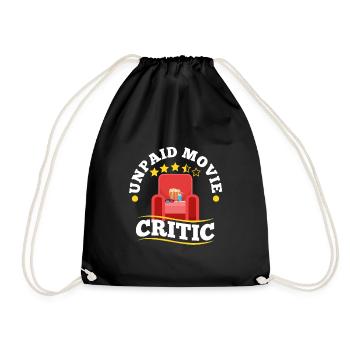 Unpaid movie critic - Drawstring Bag - black - Front